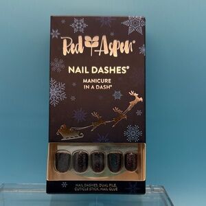 Red Aspen Nail Dashes - Black Glitter Press-On Nails